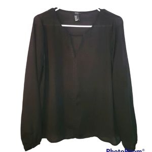 Forever 21 black long sleeve medium thin sheer blouse